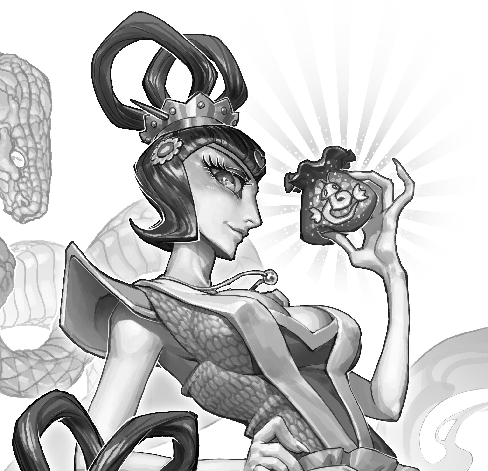 肩膀纹着花和蛇的妖艳女精灵动漫二次元手机壁纸 - 25H.NET壁纸库