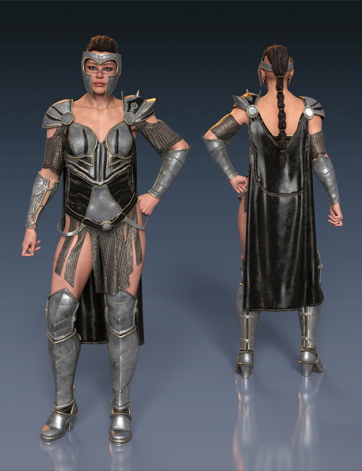 古代中世纪女性战士盔甲套装 虚拟服饰 影视服装 f107