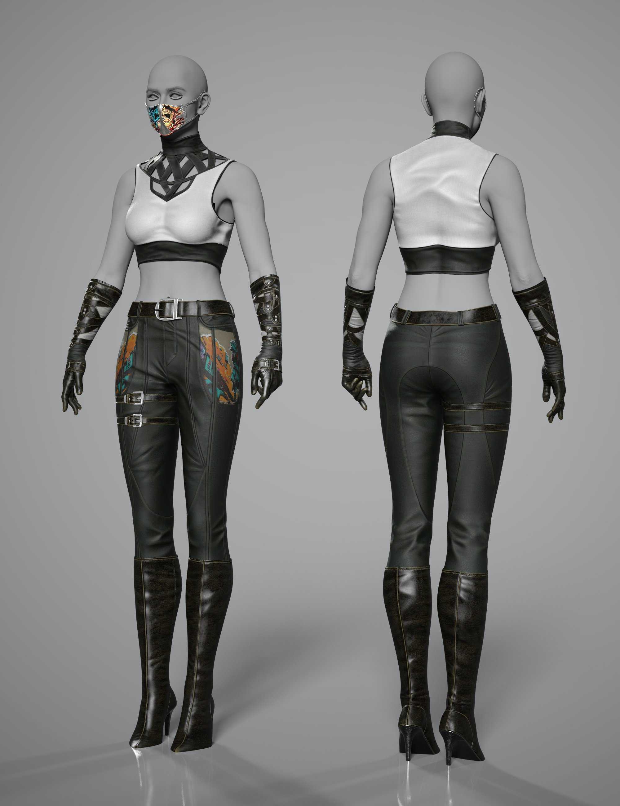 科幻未来赛博朋克女性暗杀者忍者服饰 虚拟服饰 f176