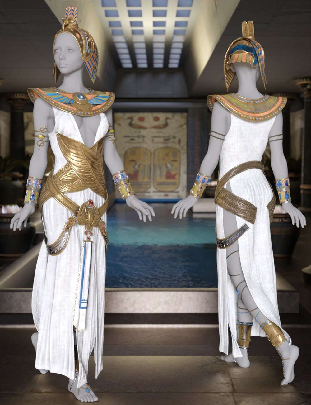 古埃及开罗金字塔女王女祭祀服装 虚拟服饰 游戏服饰 f80