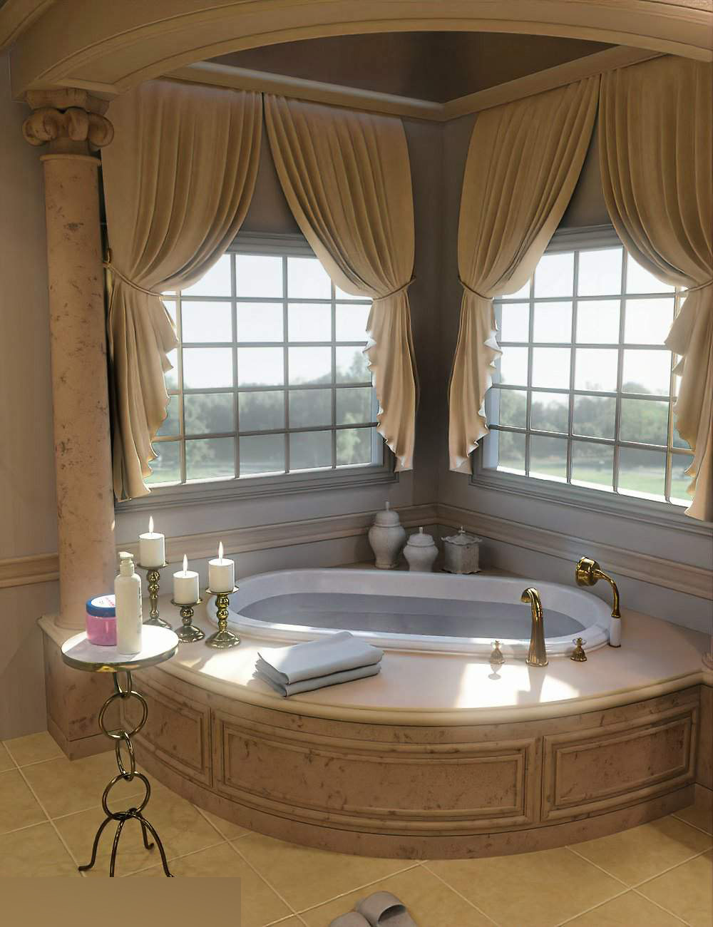 豪华奢华有钱人富豪浴室洗浴室 奢华沐浴间 豪华洗澡间