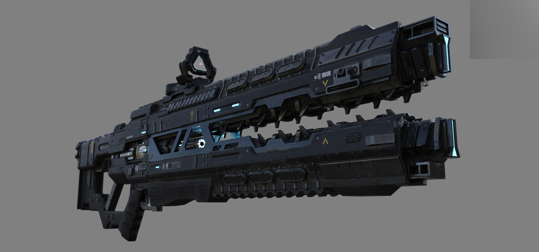 科幻未来赛博朋克能量核心qiang械武器4套 能量散弹枪 能量