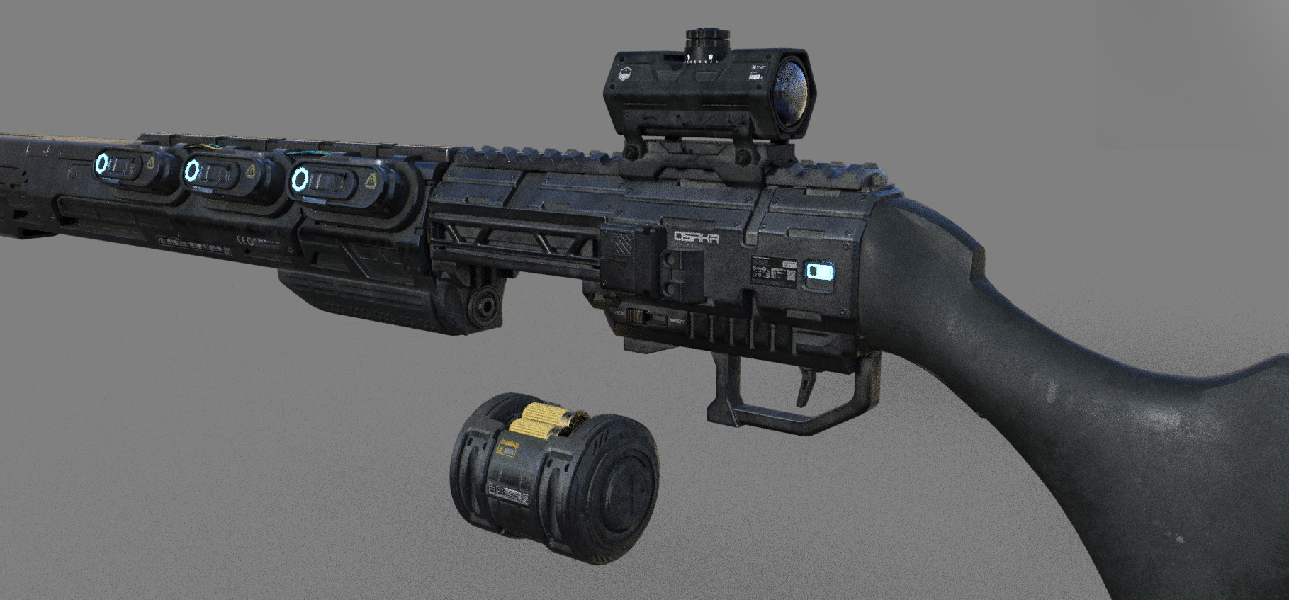 科幻未来赛博朋克能量核心qiang械武器4套 能量散弹枪 能量