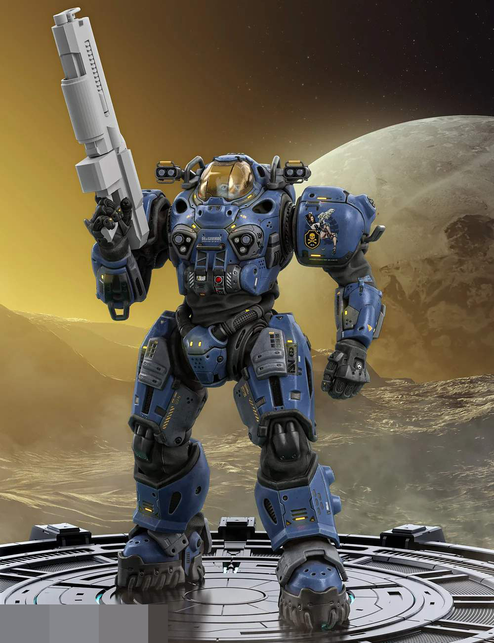 星际战士装重型装甲手拿重型星际机枪 j7