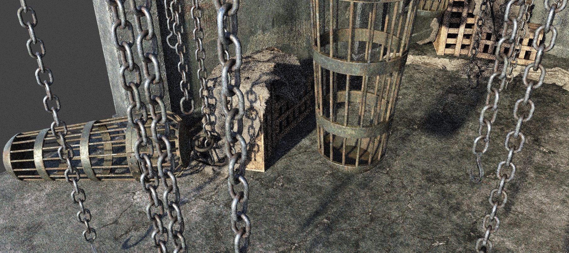 邪恶的监狱加囚禁铁笼子铁链条 c560