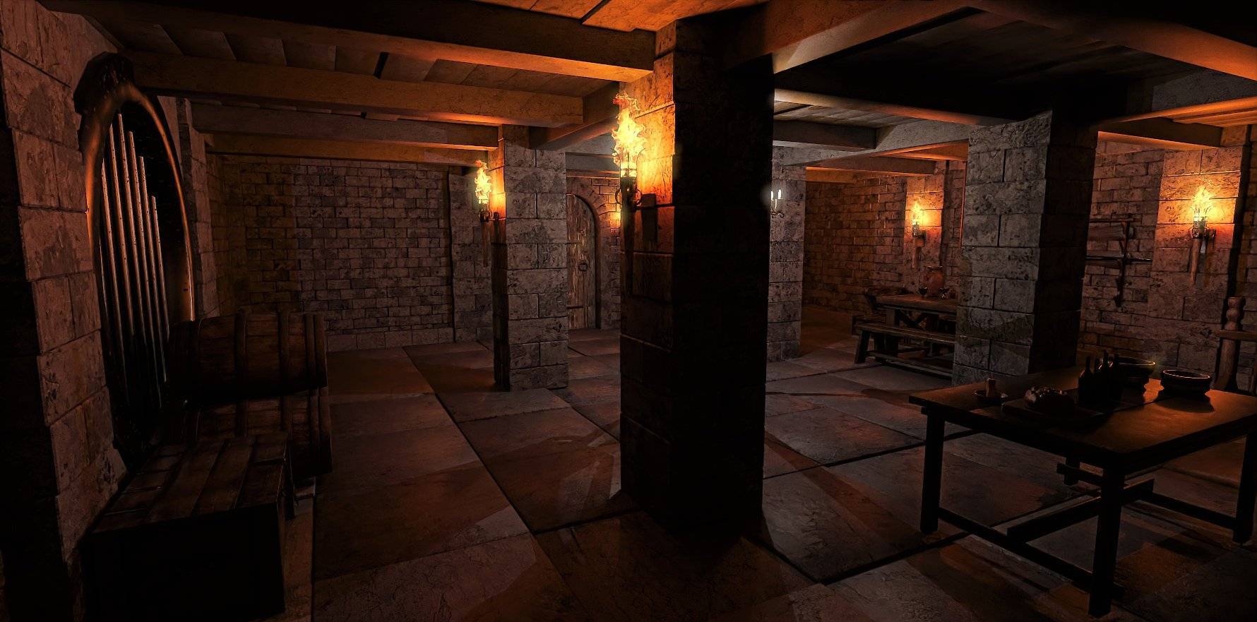 古代中世纪囚禁犯人的牢房地牢包含刑具 c851