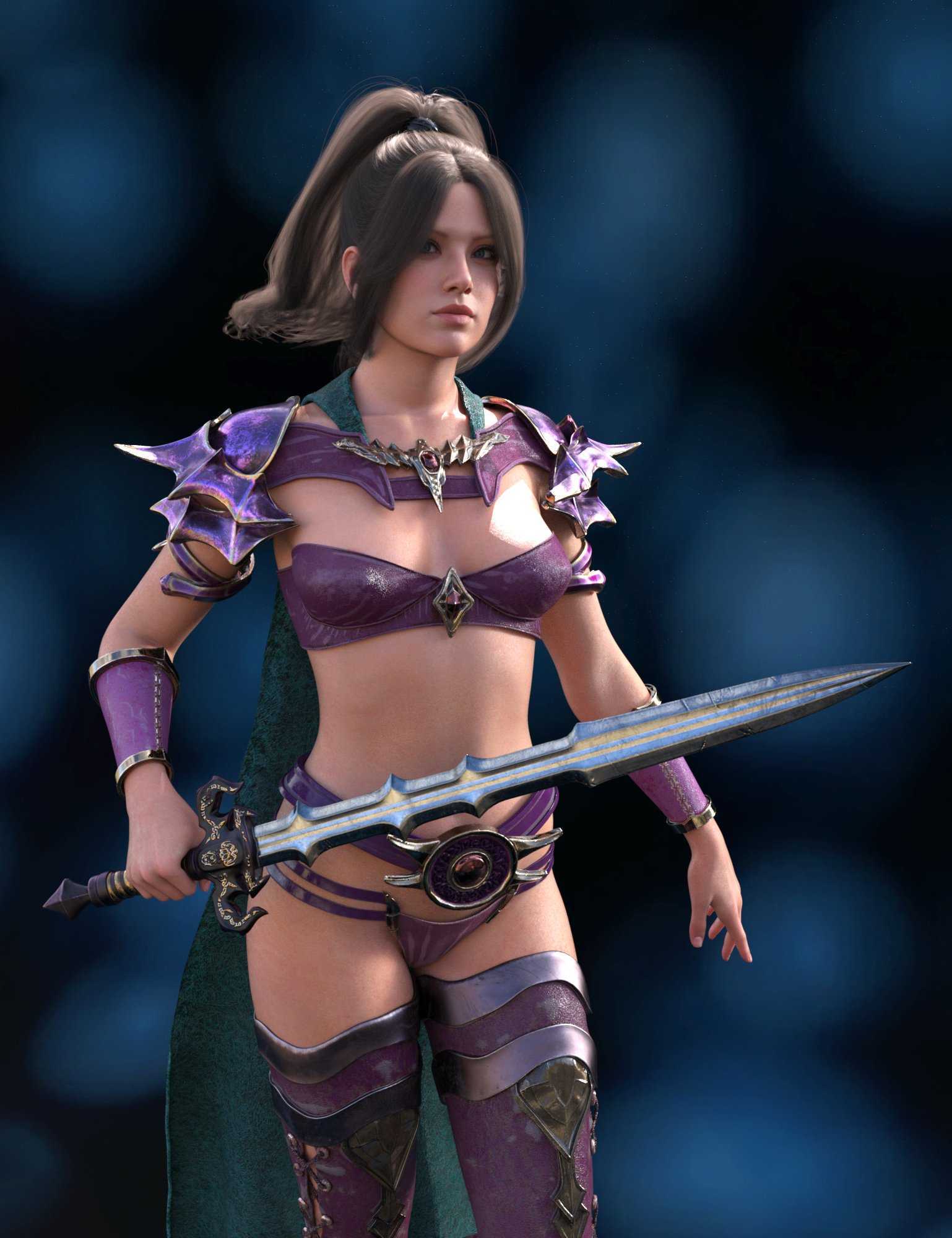 邪恶的黑暗女战士套装 虚拟服饰 游戏服饰 角色服装 f55