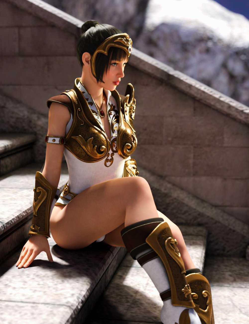 古代中世纪女性战士盔甲套装 角色服装 虚拟服饰 f221