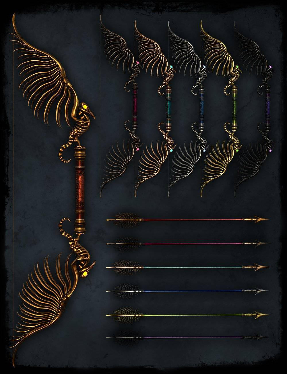 魔幻黑暗邪恶战士(乌鸦级)征战兵器套装 w54