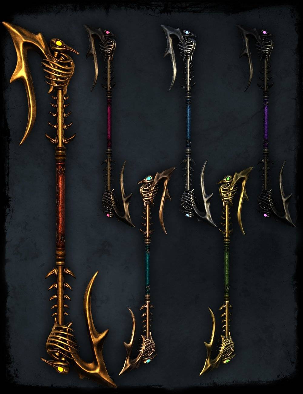 魔幻黑暗邪恶战士(乌鸦级)征战兵器套装 w54