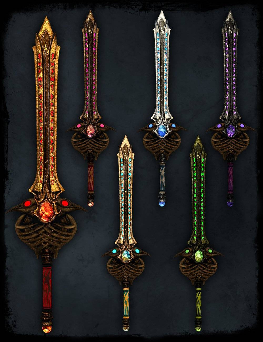 魔幻黑暗邪恶战士(乌鸦级)征战兵器套装 w54